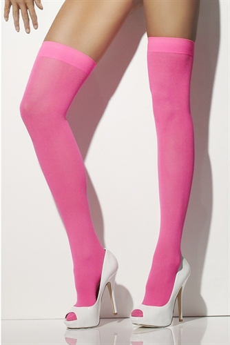 Fever Lingerie Opaque Hold-Ups Neon Pink