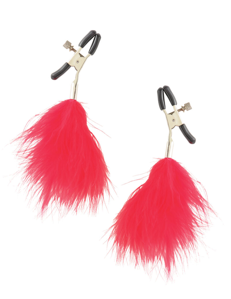 Pipedream Fetish Fantasy Feather Nipple Clamps Red