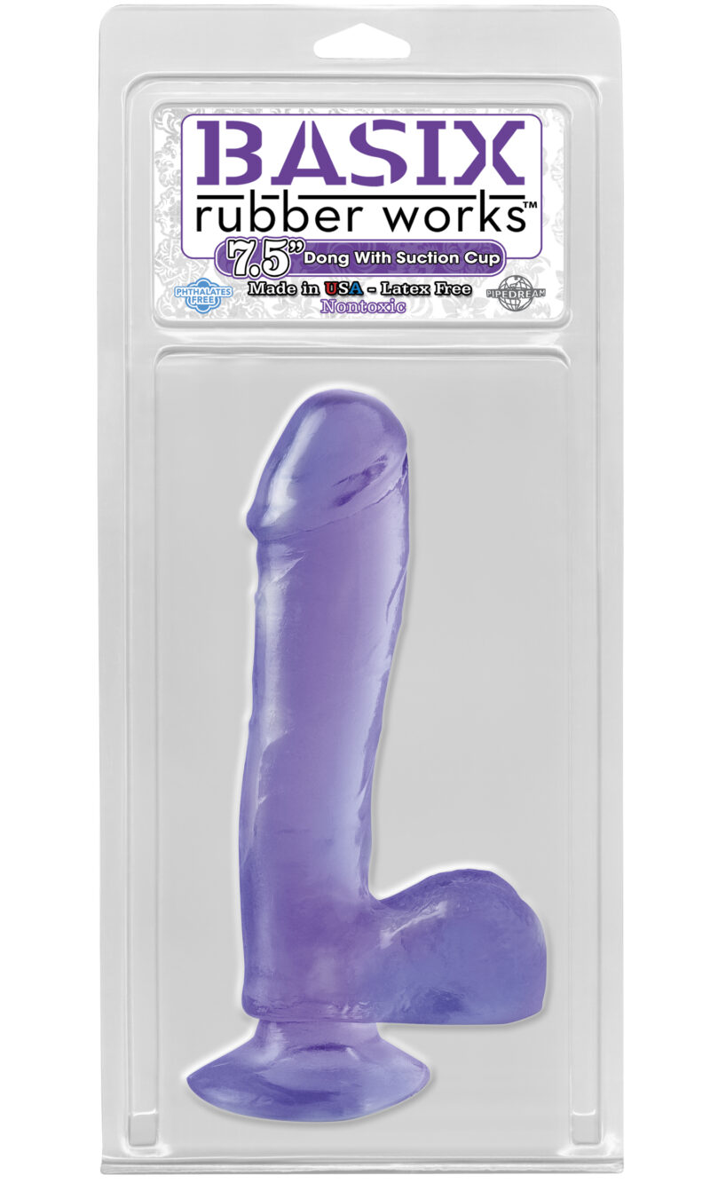Pipedream Basix Rubber Works 7.5" Suction Cup Dong Purple