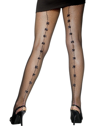 Fever Lingerie Fishnet Tights With Small Bows Black