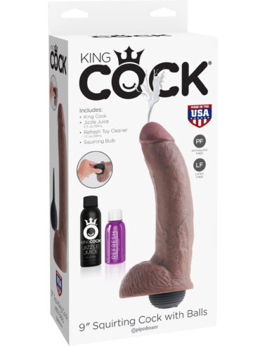 Pipedream King Cock 9" Squirting Cock & Balls Brown