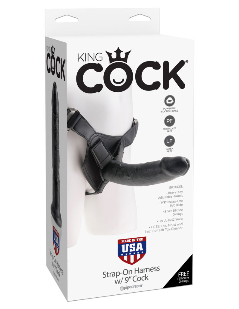 Pipedream King Cock 9" Cock & Strap-On Harness Black
