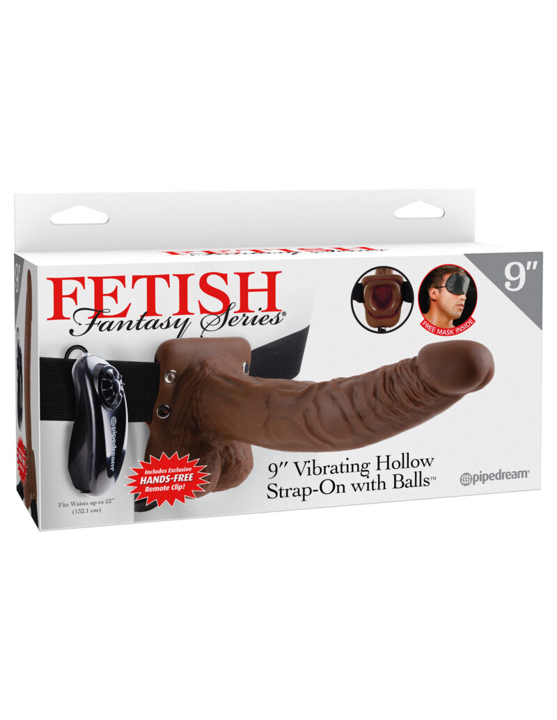 Pipedream Fetish Fantasy 9″ Vibrating Hollow Strap-On With Balls