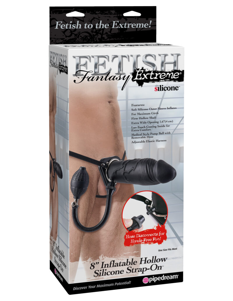 Pipedream Fetish Fantasy Extreme 8” Inflatable Hollow Silicone Strap-On