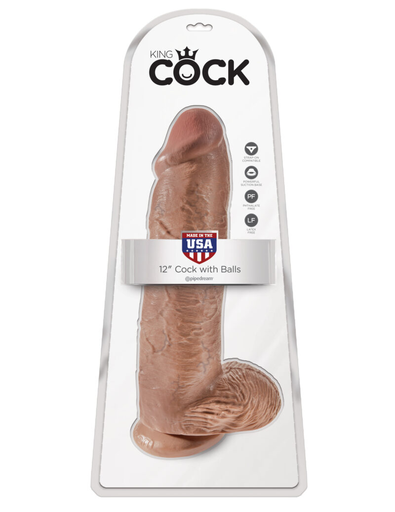 Pipedream King Cock 12" Cock With Balls Tan