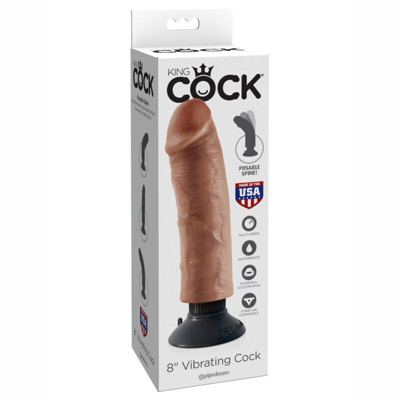 King Cock 8 inch Vibrating Suction Cup Dong