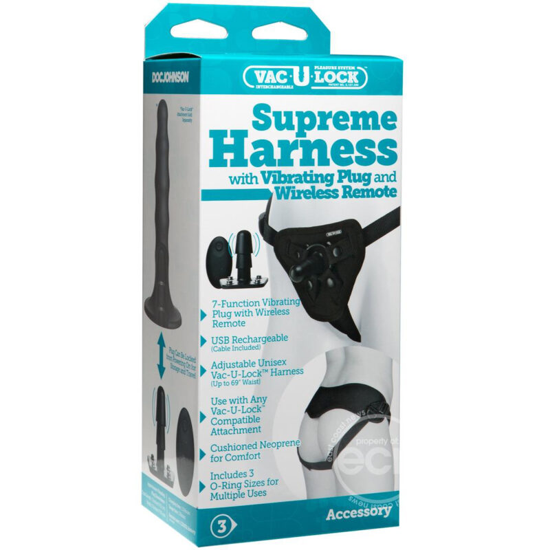 Vac-U-Lock Supreme Harness with Vibrating Plug and Remote