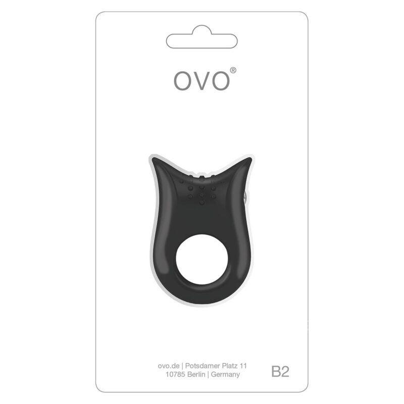 Ovo B2 Silicone Cock Ring Waterproof Black And Chrome