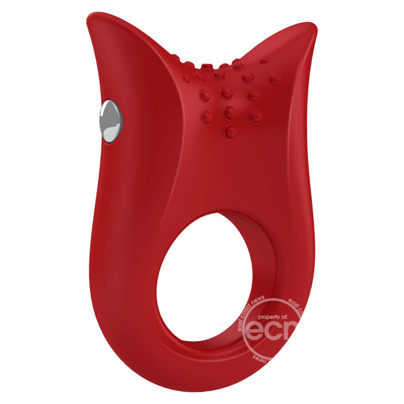 Ovo B2 Silicone Cock Ring Waterproof Red And Chrome