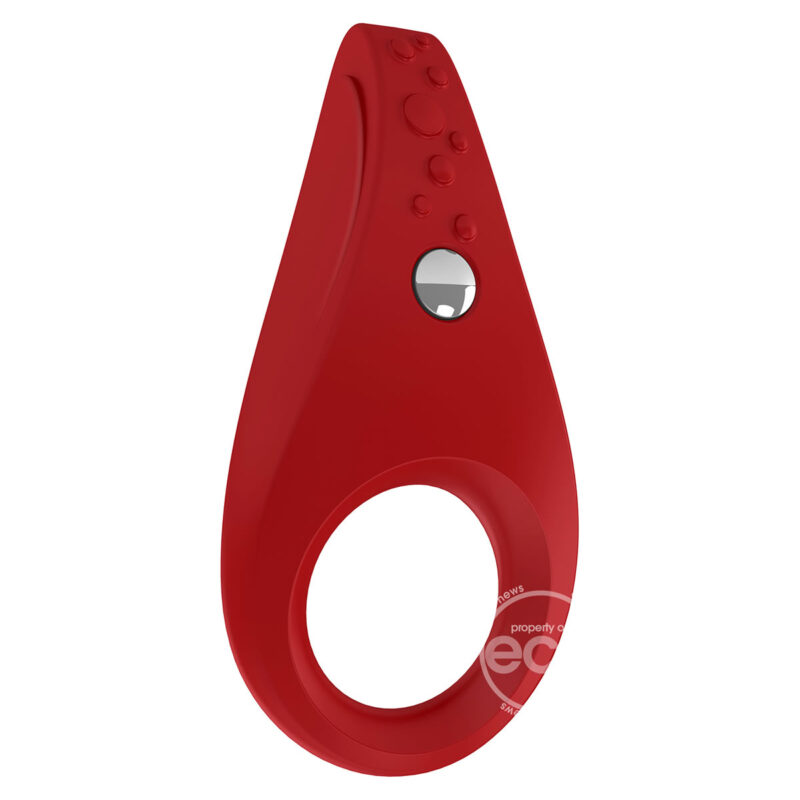 Ovo B3 Silicone Cock Ring Waterproof Red And Chrome