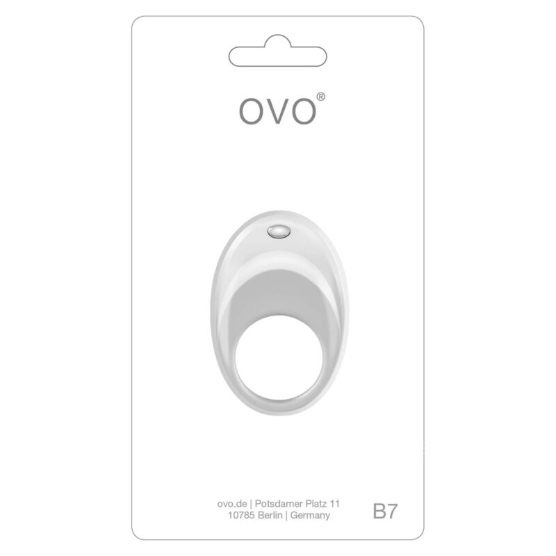 Ovo B7 Silicone Cock Ring Waterproof White And Chrome
