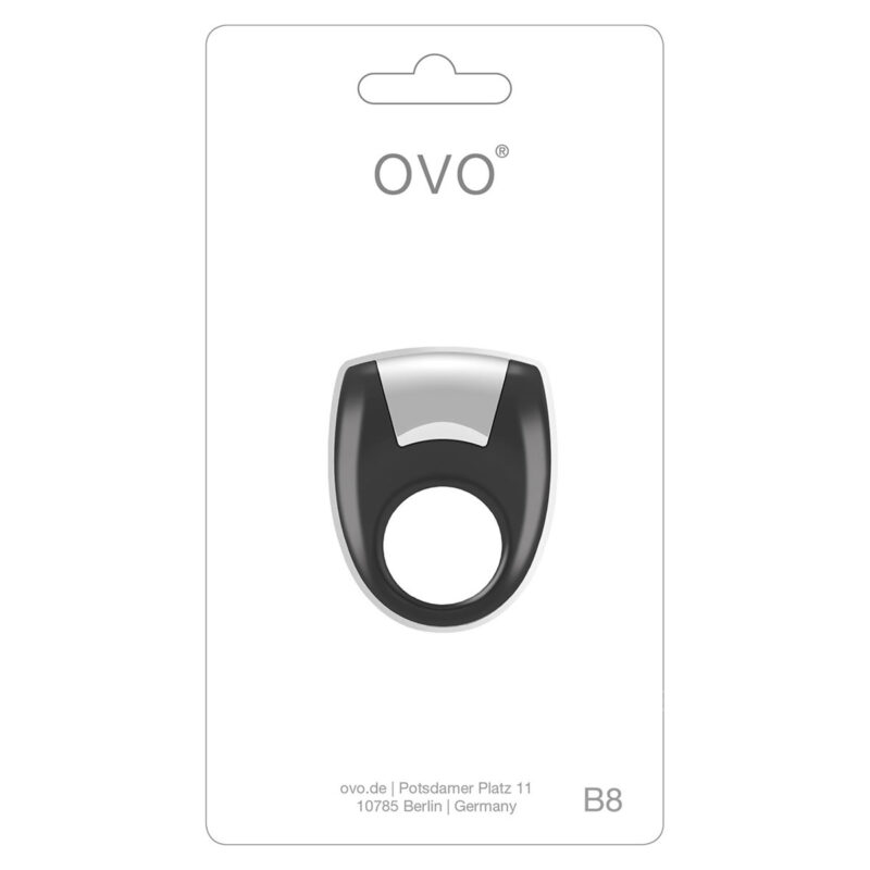 Ovo B8 Silicone Cock Ring Waterproof Black And Chrome