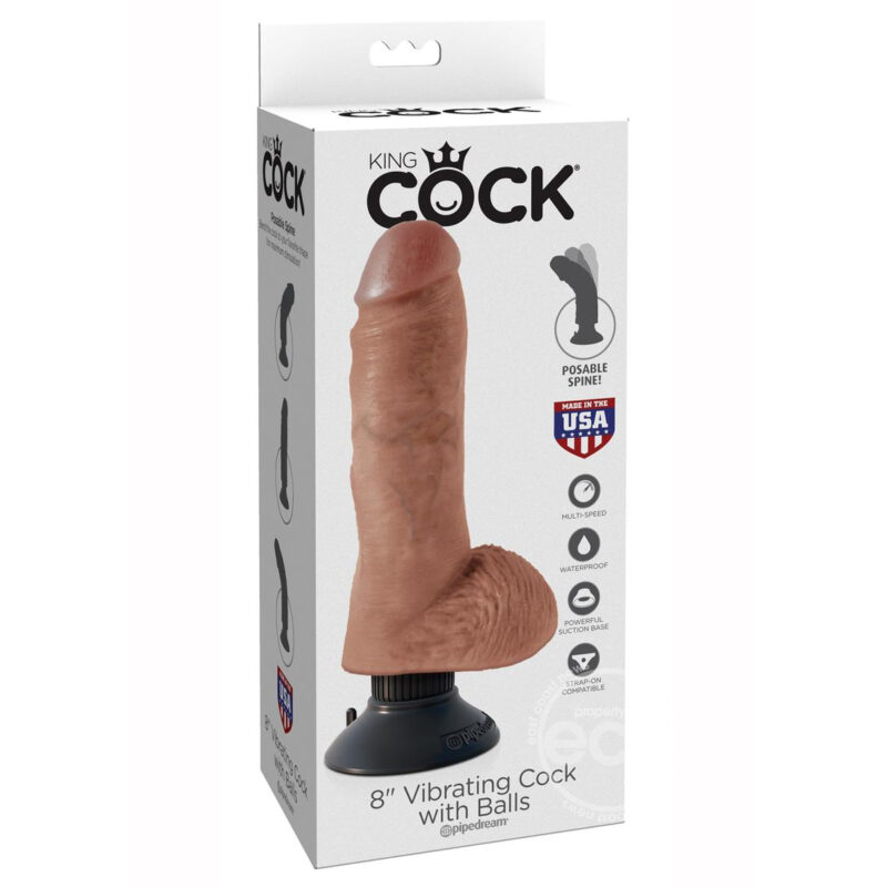 King Cock Vibrating 8 inch Cock With Balls