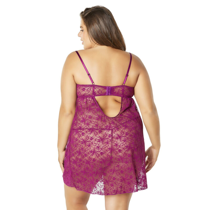 Lace Empire Babydoll With Functional Tie Shelf Cups G-String