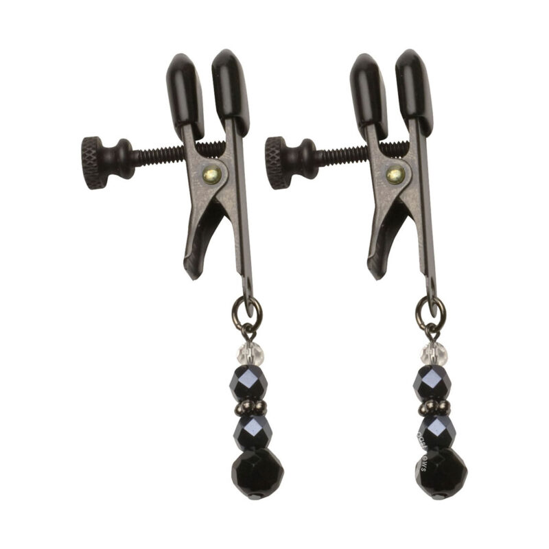 Black Beaded Nipple Clamps With Adjustable Broad Tip