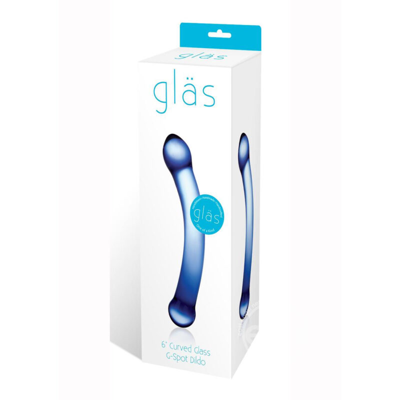 Glass Curved Blue Glass G Spot Dildo
