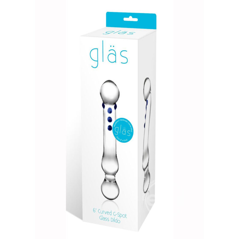 Glass Curved G Spot Dildo with Double Bulb Handle