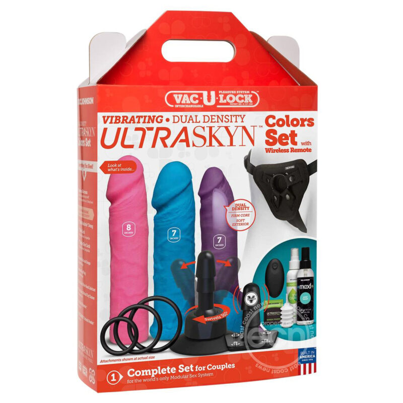 Vac-U-Lock Vibrating UltraSkyn Colors Strap On Set