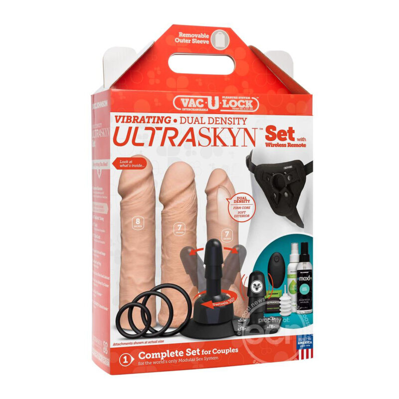 Vac-U-Lock Vibrating Vanilla UltraSkyn Strap On Set