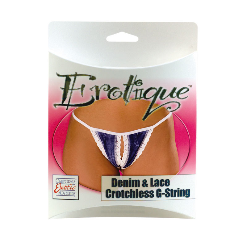 California Exotic Denim & Lace Crotchless G-String