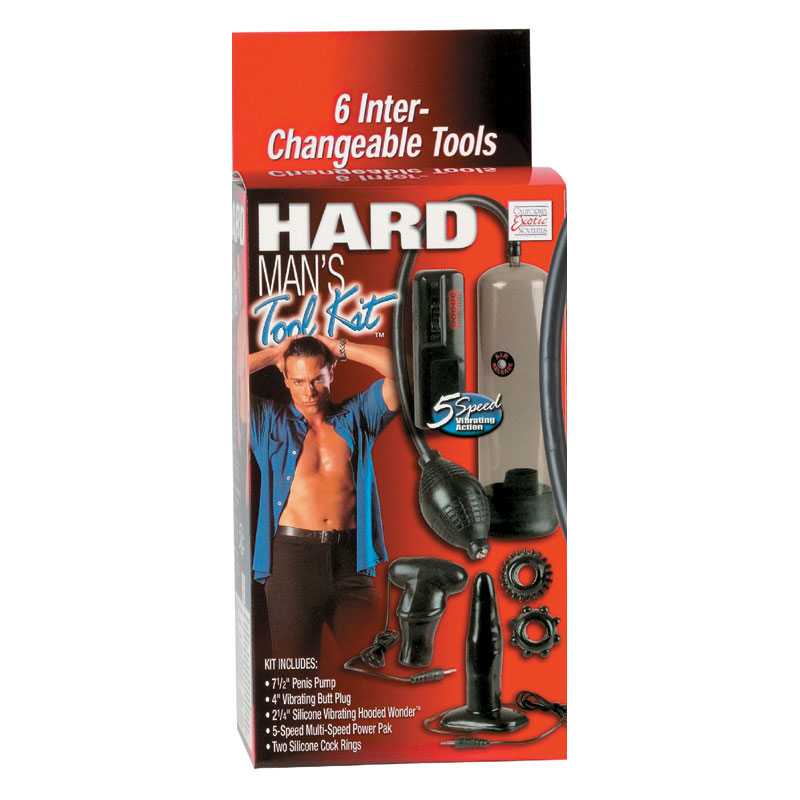 Hard Man Tool Kit Penis Pump With Anal Plug & Cock Rings