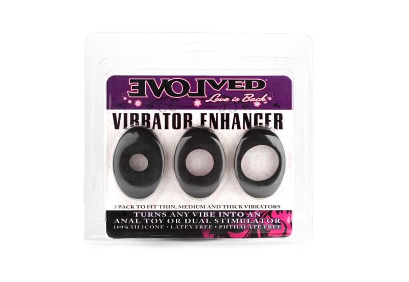Evolved Vibrator Enhancer Silicone 3 Pack Black