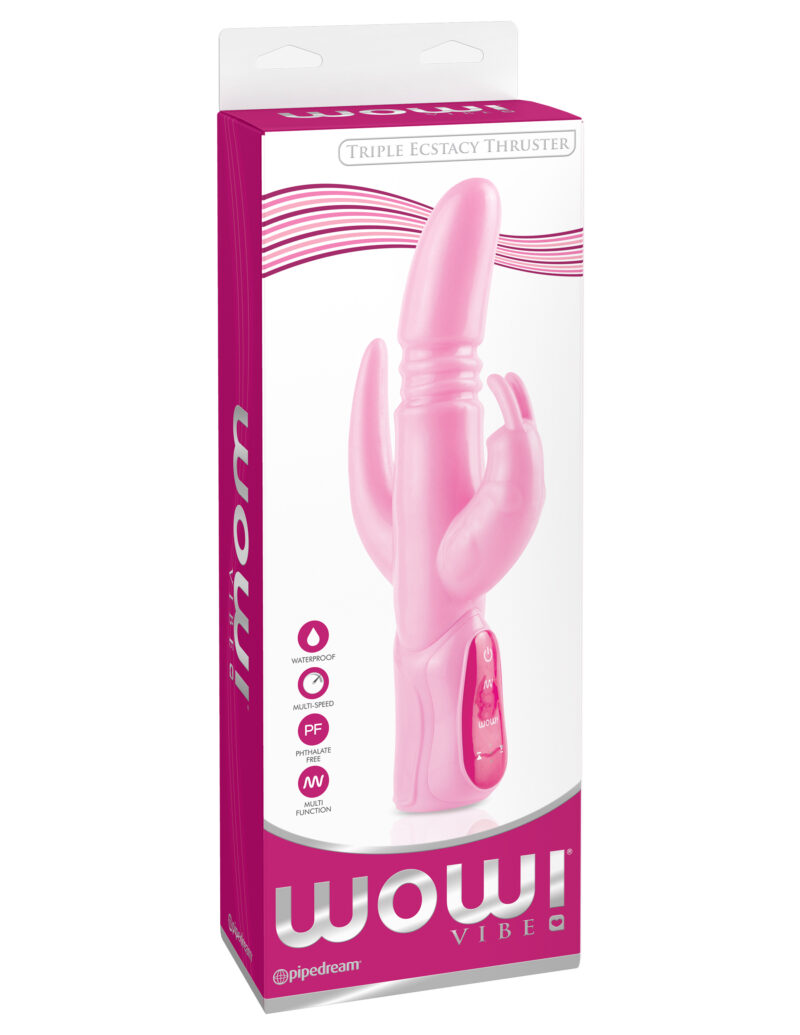 Pipedream Wow Triple Ecstacy Thruster Rabbit Vibrator Pink