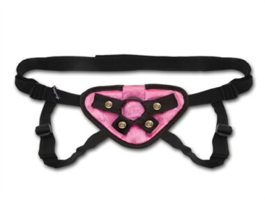 Lux Fetish Velvet Strap-On Harness Pink