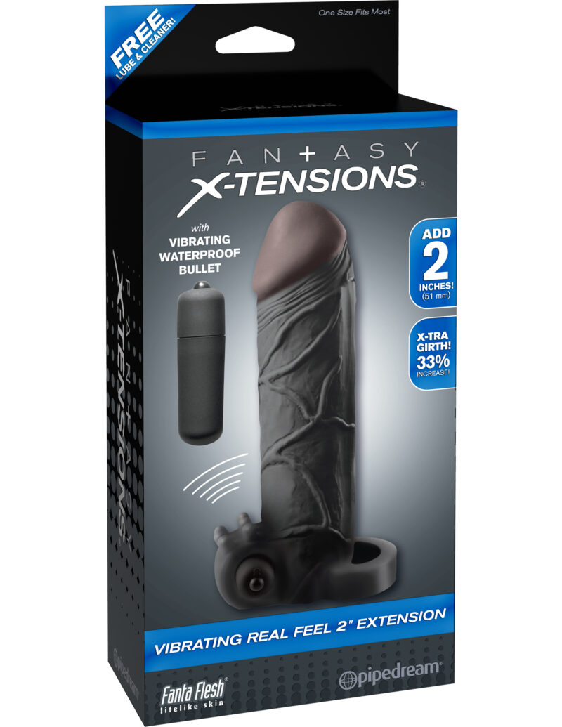 Pipedream Fantasy X-Tensions Vibrating Real Feel 2" Extension Black