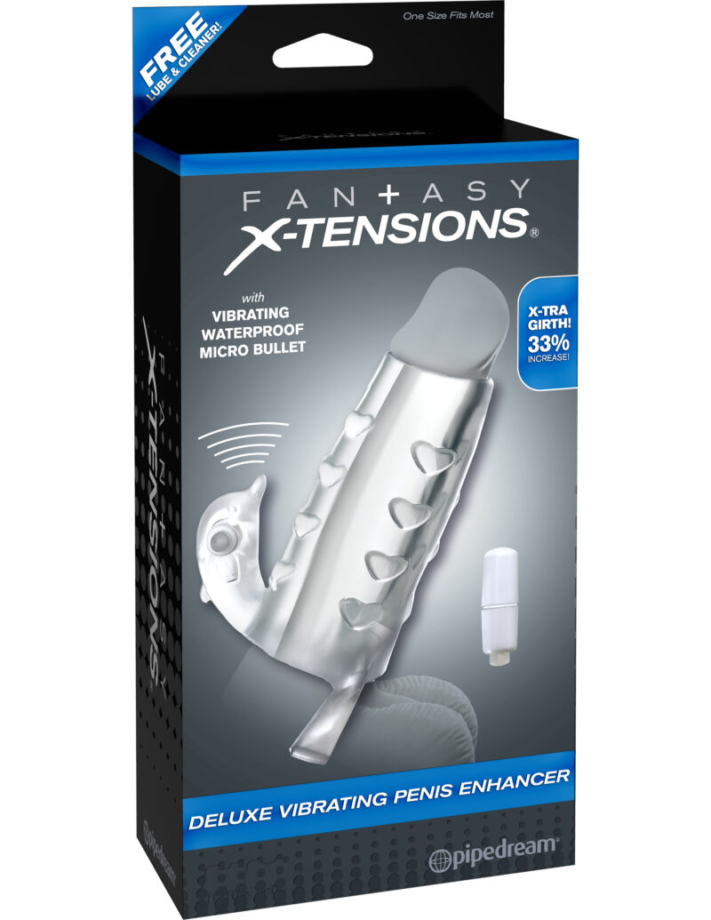 Pipedream Fantasy X-Tensions Deluxe Vibrating Penis Enhancer Clear