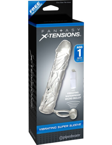 Pipedream Fantasy X-Tensions Vibrating Super Sleeve Clear