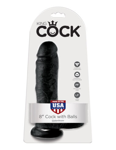 Pipedream King Cock 8" Cock With Balls Black