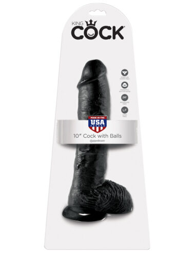 Pipedream King Cock 10" Cock With Balls Black