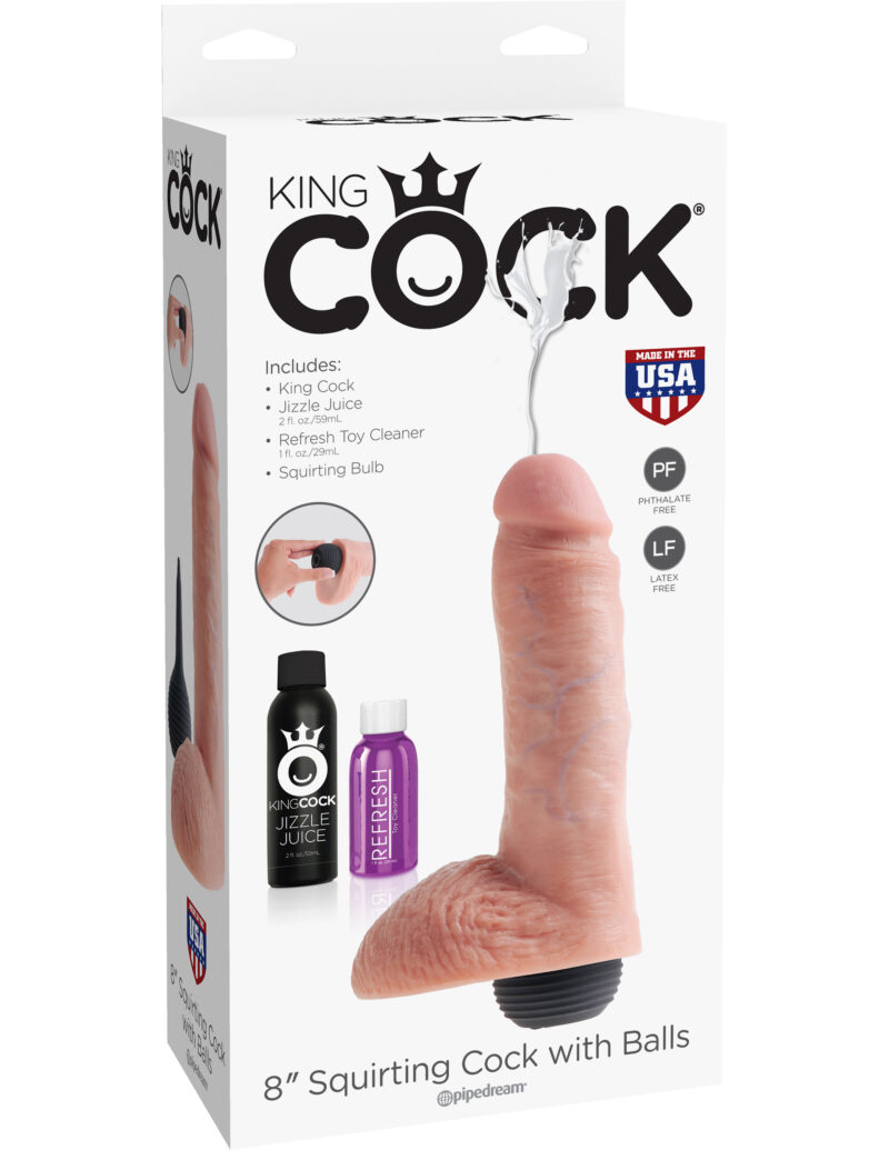 Pipedream King Cock 8" Squirting Cock & Balls Flesh