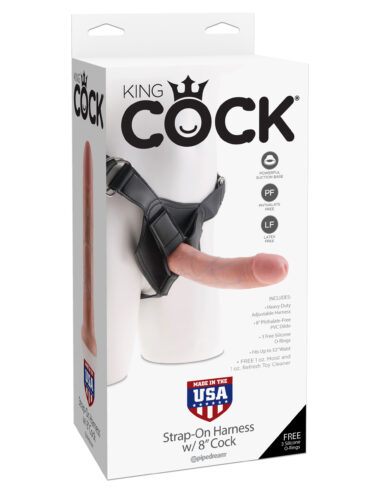 Pipedream King Cock 8" Cock & Strap-On Harness Flesh
