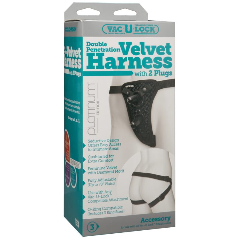 Doc Johnson Vac-U-Lock Double Penetration Velvet Harness With 2 Plugs