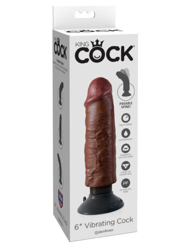 Pipedream King Cock 6" Vibrating Cock Brown
