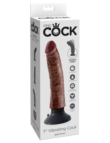 Pipedream King Cock 7" Vibrating Cock Brown