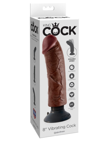 Pipedream King Cock 8" Vibrating Cock Brown