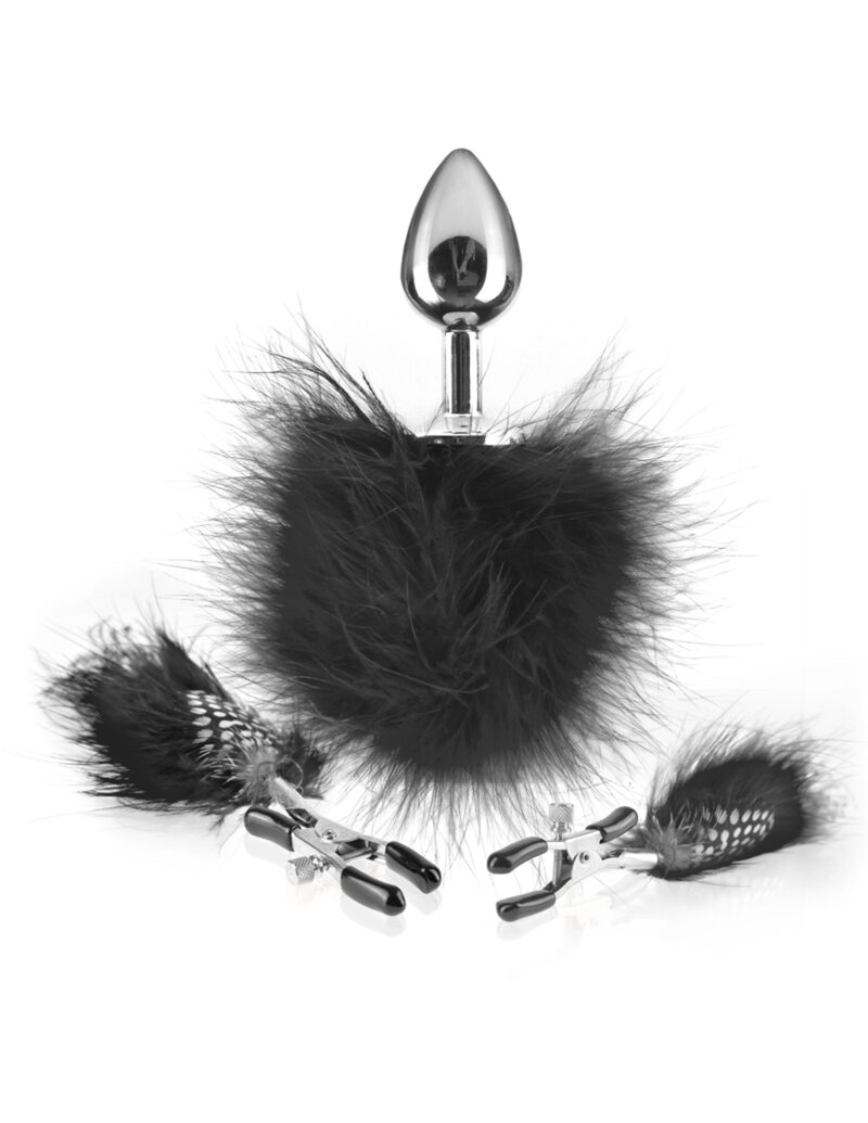 Pipedream Fetish Fantasy Limited Edition Feather Nipple Clamps & Butt Plug