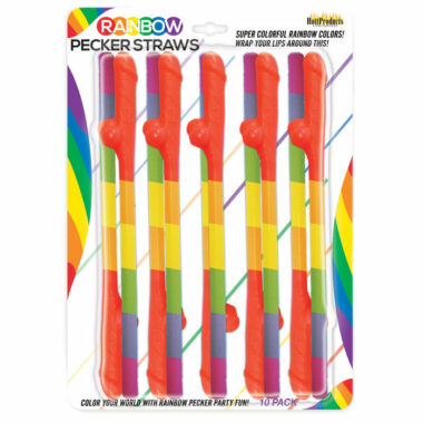 Rainbow Pecker Straws 10 Pack