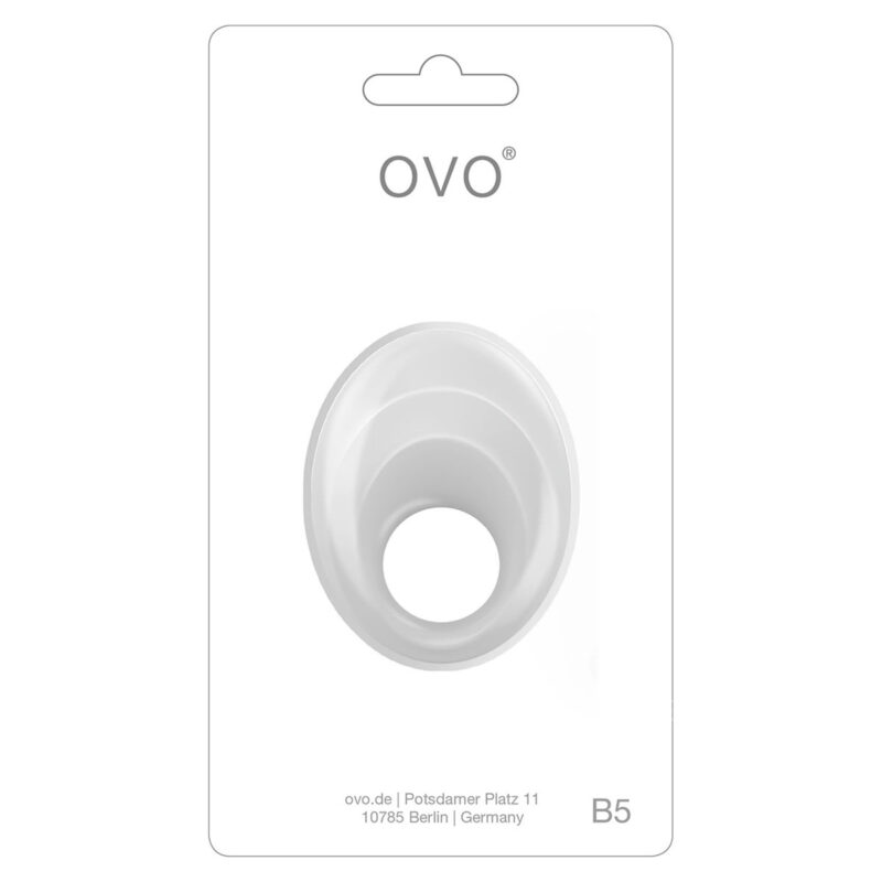 Ovo B5 Silicone Cock Ring Waterproof White And Chrome