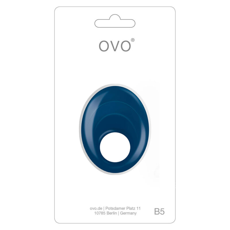 Ovo B5 Silicone Cock Ring Waterproof Blue And Chrome