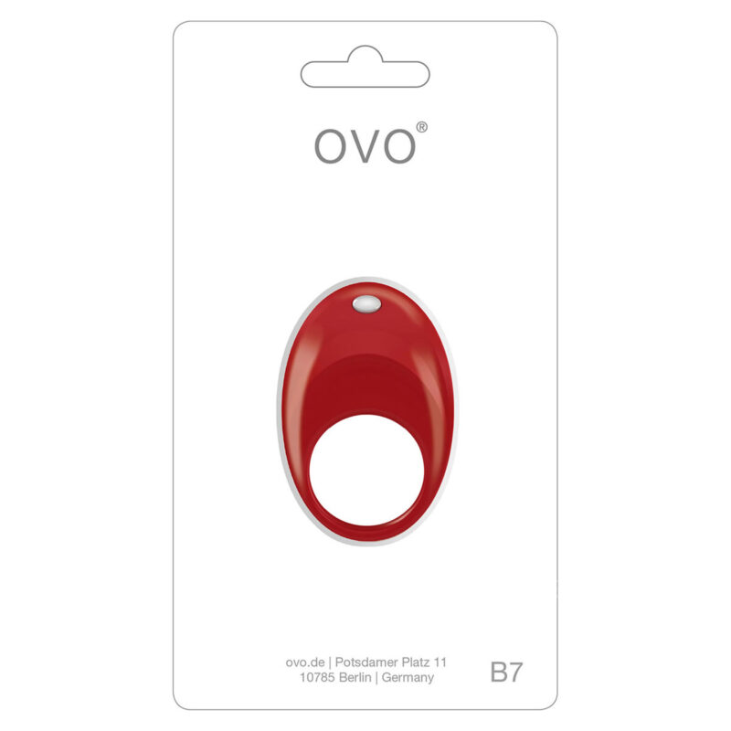 Ovo B7 Silicone Cock Ring Waterproof Red And Chrome