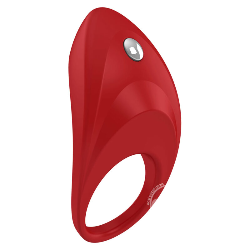 Ovo B7 Silicone Cock Ring Waterproof Red And Chrome