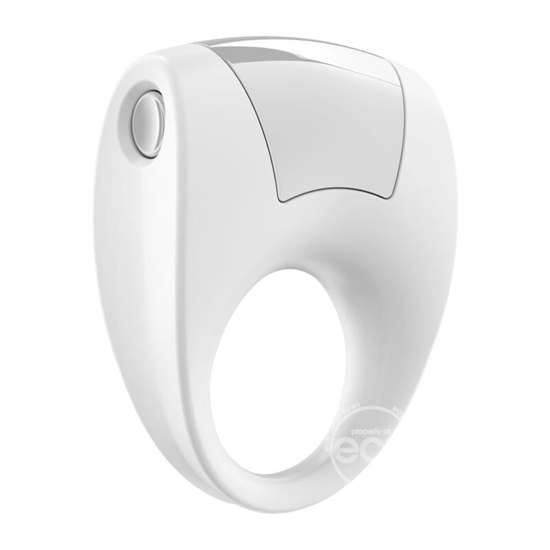 Ovo B8 Silicone Cock Ring Waterproof White And Chrome