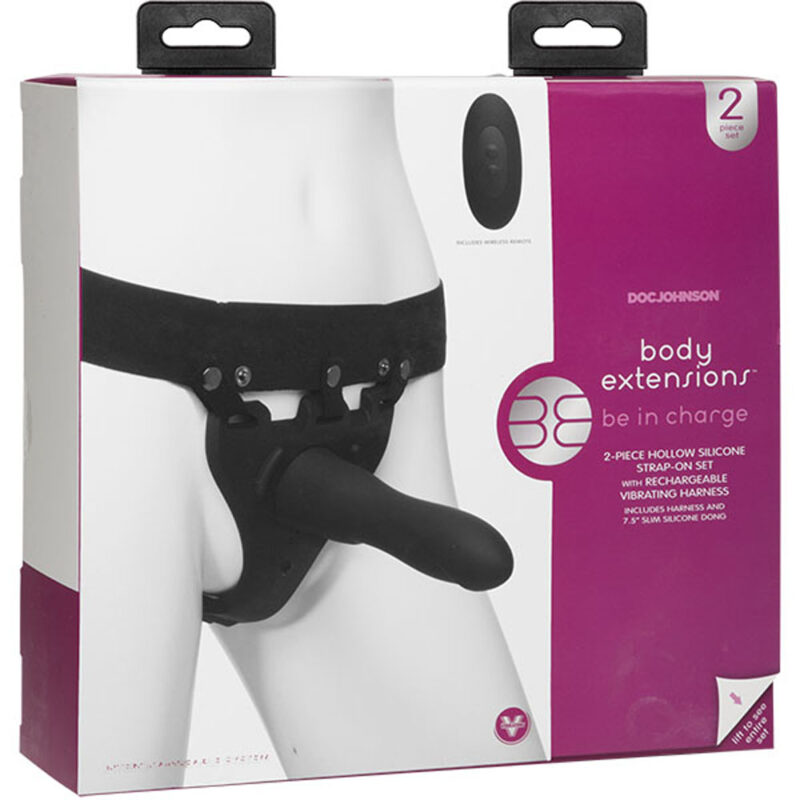Body Extensions Hollow Large Dong Strap-on 2 Piece Set With Clitoral Vibrator