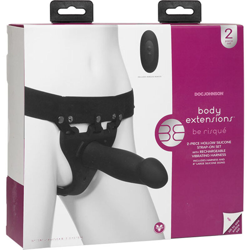 Body Extensions Hollow Bulbed Strap-on 2 Piece Set With Clitoral Vibrator