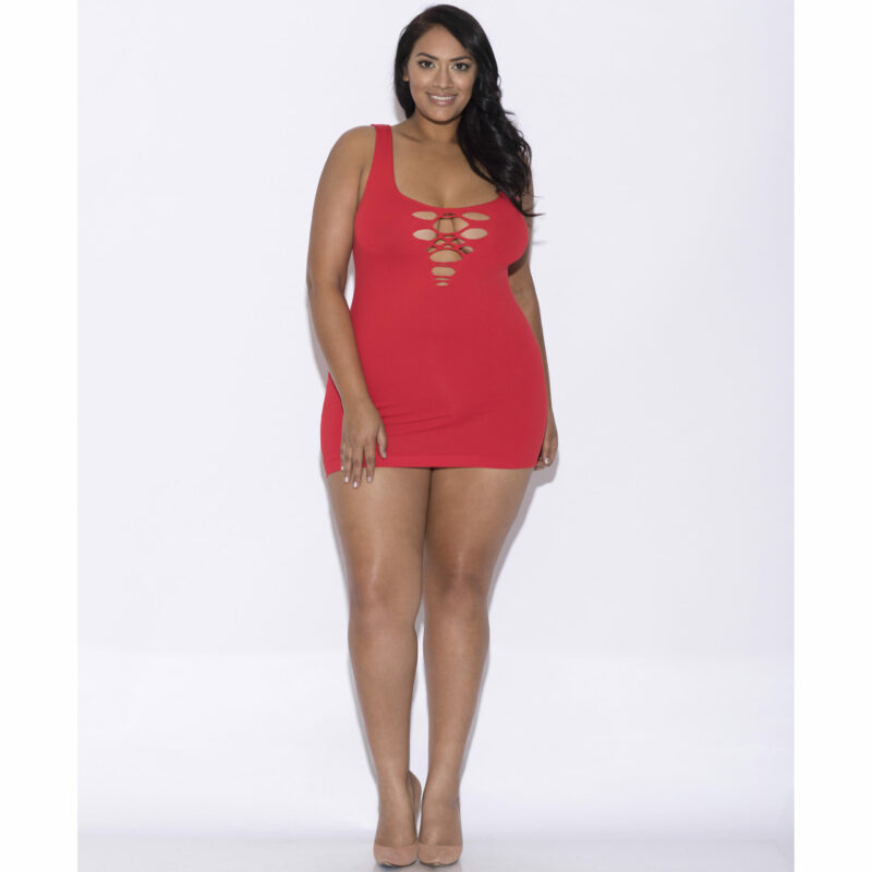 Seamless Sleeveless Queen Size Red Chemise