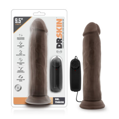 Dr Throb Black 9.5 Inch Vibrating Realistic Cock With Suction Cup